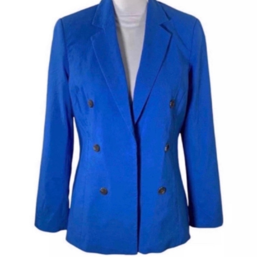 Who What Wear Womens Size S Blue Lined Double Brested Snap Closure Blazer